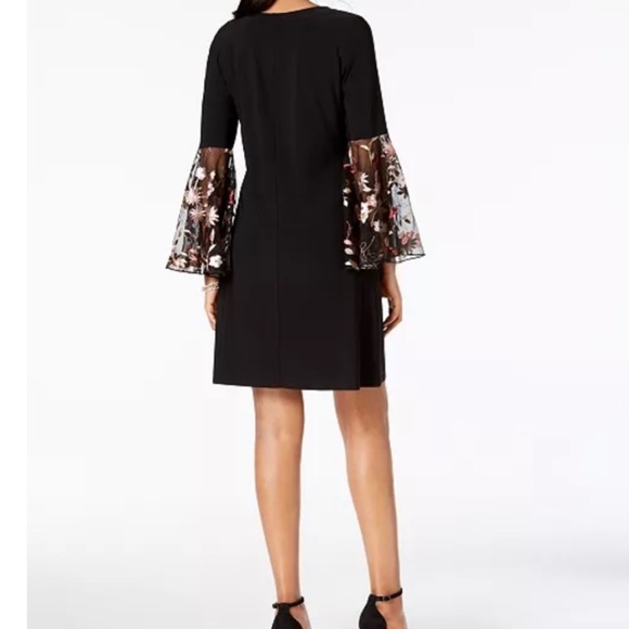 MSK black dress with dramatic embroidered sleeves, size 2X. - Picture 2 of 6